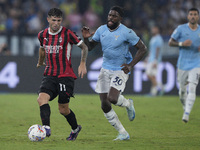 Christian Pulisic of AC Milan is in action during the Serie A match between Lazio and Milan at Stadio Olimpico in Rome, Italy, on August 31,...