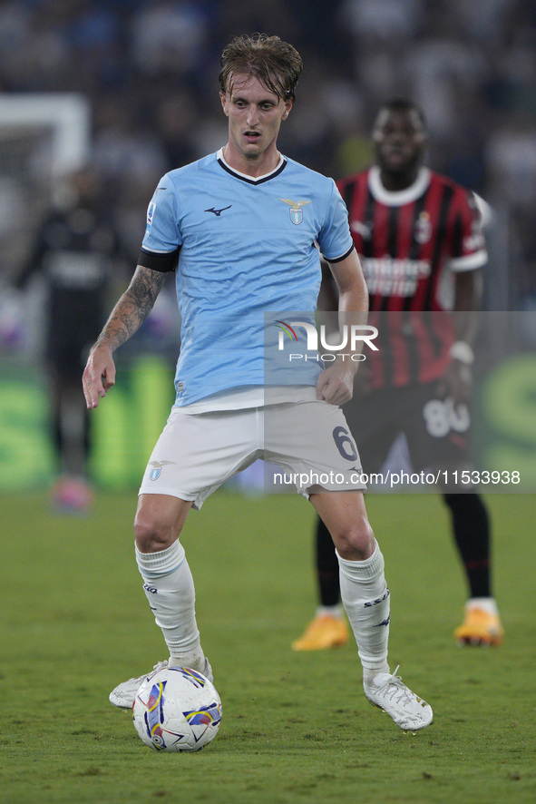 Nicolo Rovella of S.S. Lazio is in action during the Serie A match between Lazio and Milan at Stadio Olimpico in Rome, Italy, on August 31,...