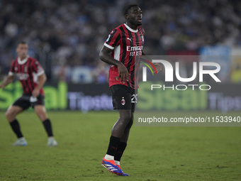 Youssouf Fofana of AC Milan is in action during the Serie A match between Lazio and Milan at Stadio Olimpico in Rome, Italy, on August 31, 2...