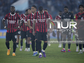 The AC Milan player shows disappointment at the end of the Serie A match between Lazio and Milan at Stadio Olimpico in Rome, Italy, on Augus...