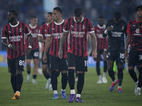 The AC Milan player shows disappointment at the end of the Serie A match between Lazio and Milan at Stadio Olimpico in Rome, Italy, on Augus...