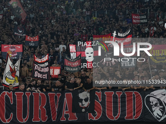 AC Milan supporters during the Serie A match between Lazio and Milan at Stadio Olimpico in Rome, Italy, on August 31, 2024. (