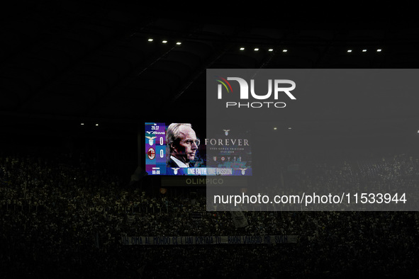 A tribute to Sven Goran Eriksson during the Serie match between Lazio and Milan at Stadio Olimpico in Rome, Italy, on August 31, 2024. 