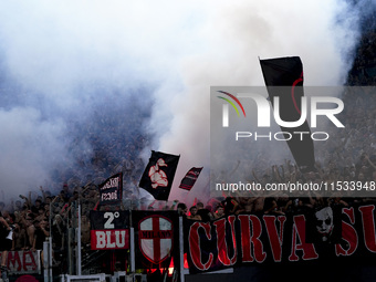 AC Milan supporters during the Serie A match between Lazio and Milan at Stadio Olimpico in Rome, Italy, on August 31, 2024. (