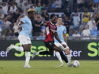 Tammy Abraham of AC Milan is in action during the Serie match between Lazio and Milan at Stadio Olimpico in Rome, Italy, on August 31, 2024....