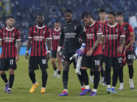 The AC Milan player shows disappointment at the end of the Serie A match between Lazio and Milan at Stadio Olimpico in Rome, Italy, on Augus...