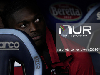 Rafael Leao of AC Milan looks on during the Serie A match between Lazio and Milan at Stadio Olimpico in Rome, Italy, on August 31, 2024. (