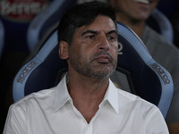 Paulo Fonseca, head coach of AC Milan, looks on during the Serie A match between Lazio and Milan at Stadio Olimpico in Rome, Italy, on Augus...