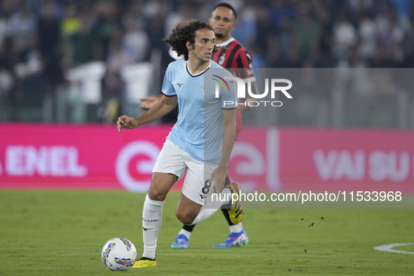 Matteo Guendouzi of S.S. Lazio is in action during the Serie A match between Lazio and Milan at Stadio Olimpico in Rome, Italy, on August 31...