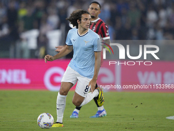 Matteo Guendouzi of S.S. Lazio is in action during the Serie A match between Lazio and Milan at Stadio Olimpico in Rome, Italy, on August 31...