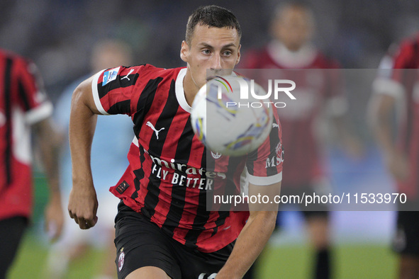 Filippo Terracciano of AC Milan is in action during the Serie match between Lazio and Milan at Stadio Olimpico in Rome, Italy, on August 31,...