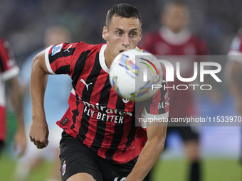 Filippo Terracciano of AC Milan is in action during the Serie match between Lazio and Milan at Stadio Olimpico in Rome, Italy, on August 31,...