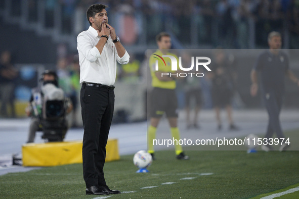 Paulo Fonseca, head coach of AC Milan, during the Serie A match between Lazio and Milan at Stadio Olimpico in Rome, Italy, on August 31, 202...