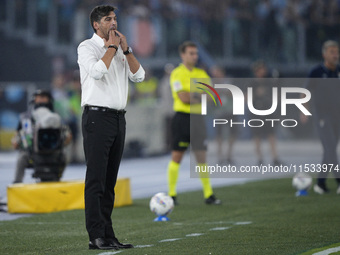 Paulo Fonseca, head coach of AC Milan, during the Serie A match between Lazio and Milan at Stadio Olimpico in Rome, Italy, on August 31, 202...