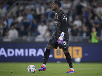 Mike Maignan of AC Milan plays during the Serie A match between Lazio and Milan at Stadio Olimpico in Rome, Italy, on August 31, 2024. (