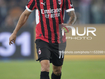 Christian Pulisic of AC Milan is in action during the Serie A match between Lazio and Milan at Stadio Olimpico in Rome, Italy, on August 31,...