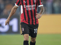 Christian Pulisic of AC Milan is in action during the Serie A match between Lazio and Milan at Stadio Olimpico in Rome, Italy, on August 31,...