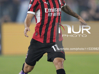 Christian Pulisic of AC Milan is in action during the Serie A match between Lazio and Milan at Stadio Olimpico in Rome, Italy, on August 31,...