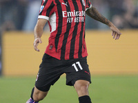 Christian Pulisic of AC Milan is in action during the Serie A match between Lazio and Milan at Stadio Olimpico in Rome, Italy, on August 31,...