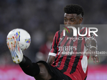 Emerson Royal of AC Milan is in action during the Serie match between Lazio and Milan at Stadio Olimpico in Rome, Italy, on August 31, 2024....