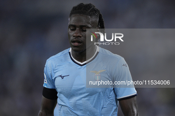 Loum Tchaouna of S.S. Lazio looks on during the Serie A match between Lazio and Milan at Stadio Olimpico in Rome, Italy, on August 31, 2024....