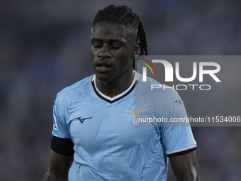 Loum Tchaouna of S.S. Lazio looks on during the Serie A match between Lazio and Milan at Stadio Olimpico in Rome, Italy, on August 31, 2024....