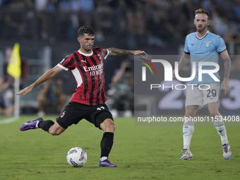 Christian Pulisic of AC Milan is in action during the Serie A match between Lazio and Milan at Stadio Olimpico in Rome, Italy, on August 31,...