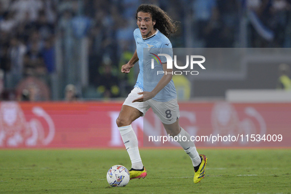 Matteo Guendouzi of S.S. Lazio is in action during the Serie A match between Lazio and Milan at Stadio Olimpico in Rome, Italy, on August 31...