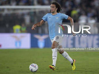 Matteo Guendouzi of S.S. Lazio is in action during the Serie A match between Lazio and Milan at Stadio Olimpico in Rome, Italy, on August 31...