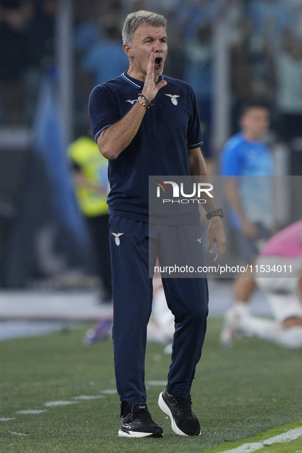 Marco Baroni, head coach of S.S. Lazio, during the Serie match between Lazio and Milan at Stadio Olimpico in Rome, Italy, on August 31, 2024...