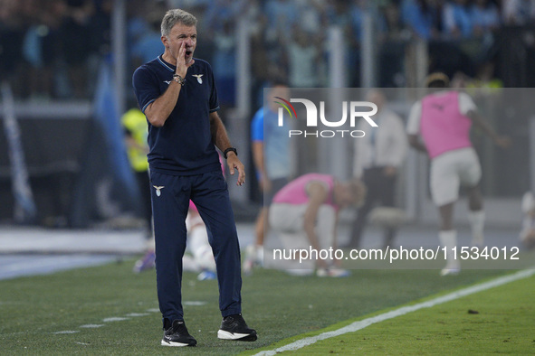 Marco Baroni, head coach of S.S. Lazio, during the Serie match between Lazio and Milan at Stadio Olimpico in Rome, Italy, on August 31, 2024...