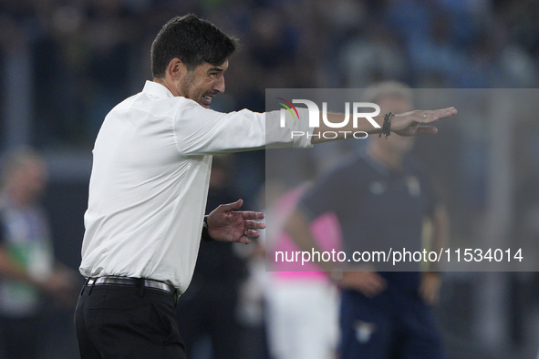 Paulo Fonseca, head coach of AC Milan, during the Serie A match between Lazio and Milan at Stadio Olimpico in Rome, Italy, on August 31, 202...