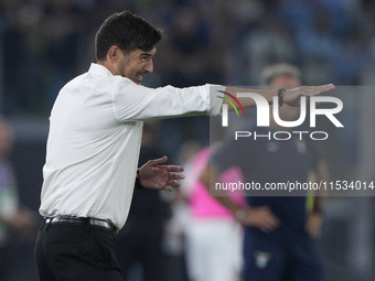 Paulo Fonseca, head coach of AC Milan, during the Serie A match between Lazio and Milan at Stadio Olimpico in Rome, Italy, on August 31, 202...