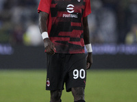 Tammy Abraham of AC Milan warms up during the Serie A match between Lazio and Milan at Stadio Olimpico in Rome, Italy, on August 31, 2024. (