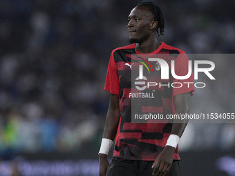 Tammy Abraham of AC Milan warms up during the Serie A match between Lazio and Milan at Stadio Olimpico in Rome, Italy, on August 31, 2024. (