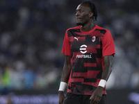 Tammy Abraham of AC Milan warms up during the Serie A match between Lazio and Milan at Stadio Olimpico in Rome, Italy, on August 31, 2024. (