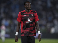 Tammy Abraham of AC Milan warms up during the Serie A match between Lazio and Milan at Stadio Olimpico in Rome, Italy, on August 31, 2024. (