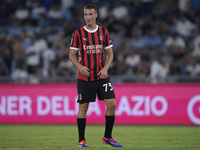 Francesco Camarda of AC Milan during the Serie match between Lazio and Milan at Stadio Olimpico in Rome, Italy, on August 31, 2024. (