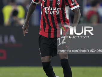 Emerson Royal of AC Milan is in action during the Serie match between Lazio and Milan at Stadio Olimpico in Rome, Italy, on August 31, 2024....