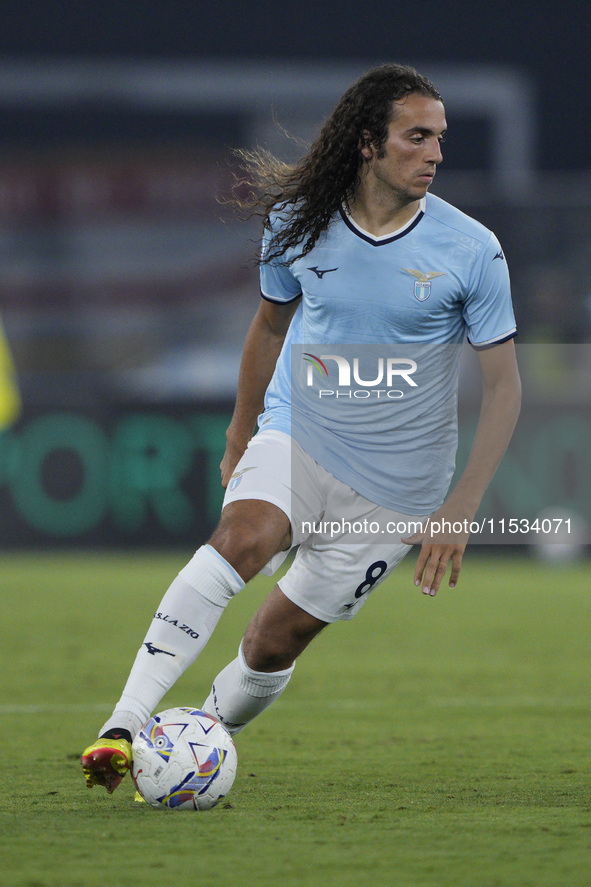 Matteo Guendouzi of S.S. Lazio is in action during the Serie A match between Lazio and Milan at Stadio Olimpico in Rome, Italy, on August 31...