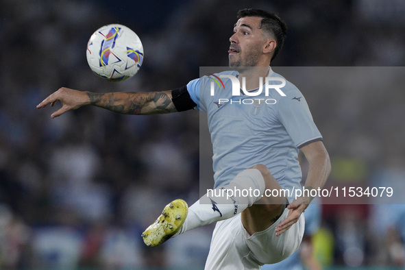 Alessio Romagnoli of S.S. Lazio is in action during the Serie match between Lazio and Milan at Stadio Olimpico in Rome, Italy, on August 31,...