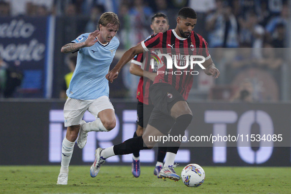 Ruben Loftus-Cheek of AC Milan is in action during the Serie match between Lazio and Milan at Stadio Olimpico in Rome, Italy, on August 31,...