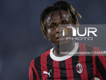 Samuel Chukwueze of AC Milan looks on during the Serie A match between Lazio and Milan at Stadio Olimpico in Rome, Italy, on August 31, 2024...