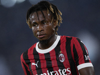 Samuel Chukwueze of AC Milan looks on during the Serie A match between Lazio and Milan at Stadio Olimpico in Rome, Italy, on August 31, 2024...