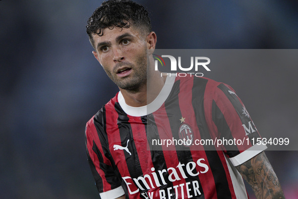 Christian Pulisic of AC Milan looks on during the Serie A match between Lazio and Milan at Stadio Olimpico in Rome, Italy, on August 31, 202...