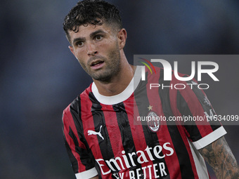 Christian Pulisic of AC Milan looks on during the Serie A match between Lazio and Milan at Stadio Olimpico in Rome, Italy, on August 31, 202...