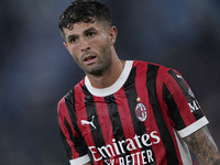 Christian Pulisic of AC Milan looks on during the Serie A match between Lazio and Milan at Stadio Olimpico in Rome, Italy, on August 31, 202...