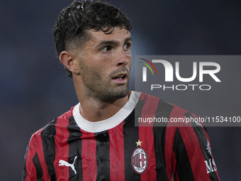 Christian Pulisic of AC Milan looks on during the Serie A match between Lazio and Milan at Stadio Olimpico in Rome, Italy, on August 31, 202...