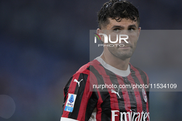 Christian Pulisic of AC Milan looks on during the Serie A match between Lazio and Milan at Stadio Olimpico in Rome, Italy, on August 31, 202...