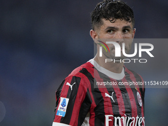 Christian Pulisic of AC Milan looks on during the Serie A match between Lazio and Milan at Stadio Olimpico in Rome, Italy, on August 31, 202...